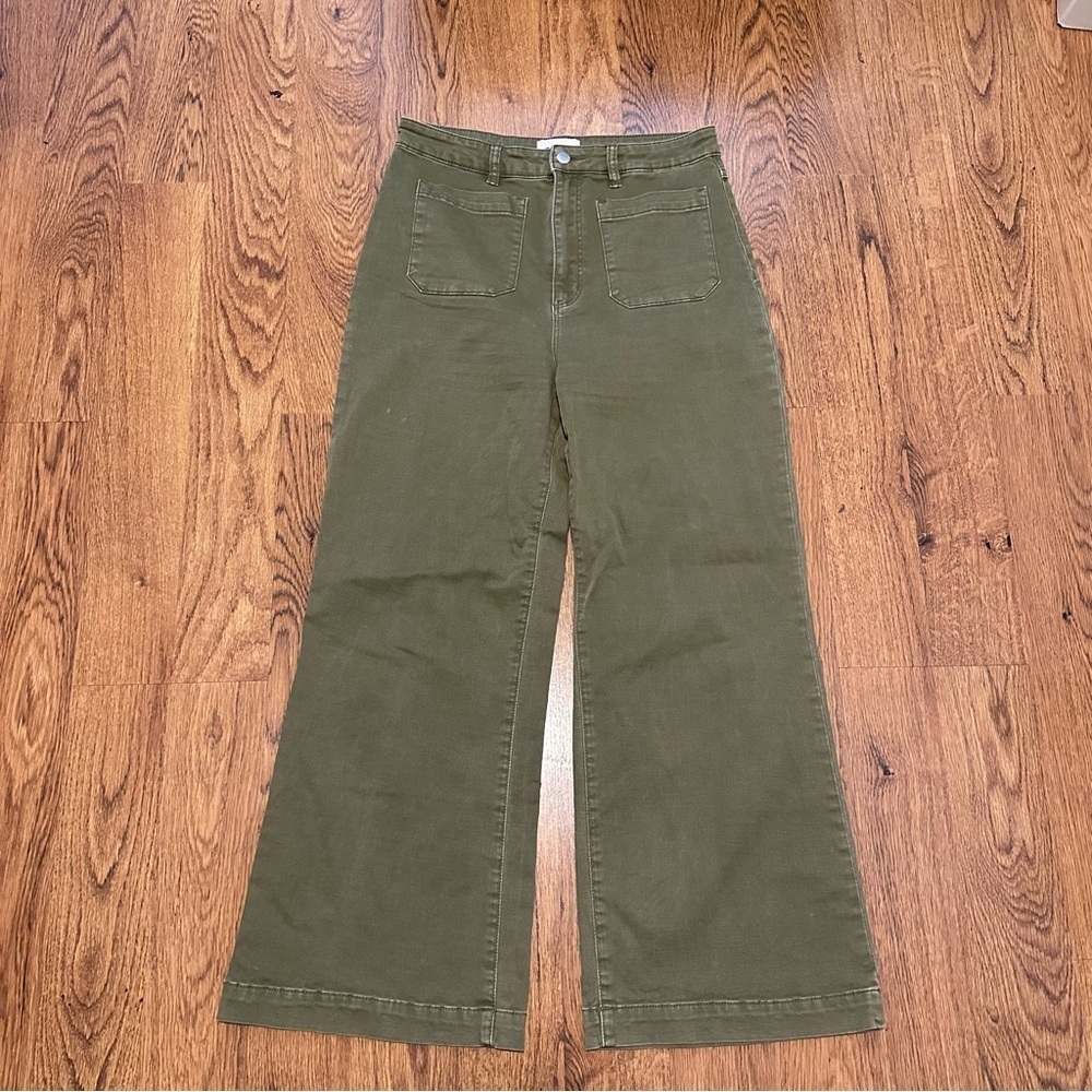 ROLLA'S Khaki Green Trousers High Rise Wide Leg size 30 front pockets